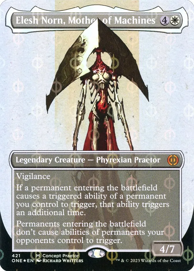 2023 Phyrexia: All Will Be One Elesh Norn, Mother of Machines [Compleat] mythic #421 mythic card image