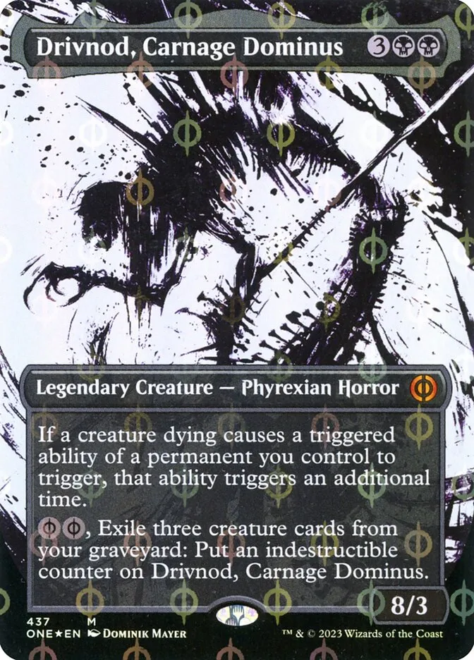 2023 Phyrexia: All Will Be One Drivnod, Carnage Dominus [Compleat] mythic #437 mythic card image
