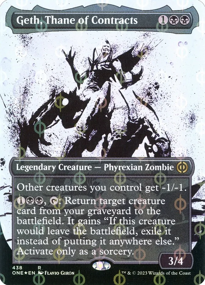 2023 Phyrexia: All Will Be One Geth, Thane of Contracts [Compleat] rare #438 rare card image