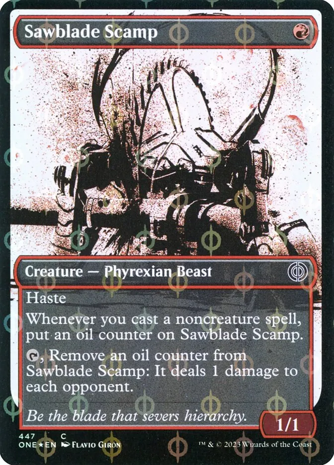 2023 Phyrexia: All Will Be One Sawblade Scamp [Compleat] common #447 common card image
