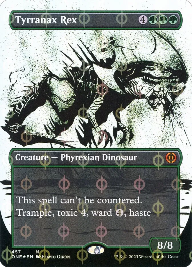 2023 Phyrexia: All Will Be One Tyrranax Rex [Compleat] mythic #457 mythic card image