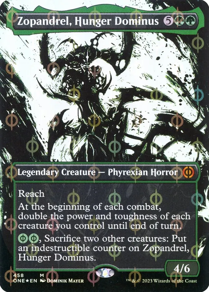 2023 Phyrexia: All Will Be One Zopandrel, Hunger Dominus [Compleat] mythic #458 mythic card image