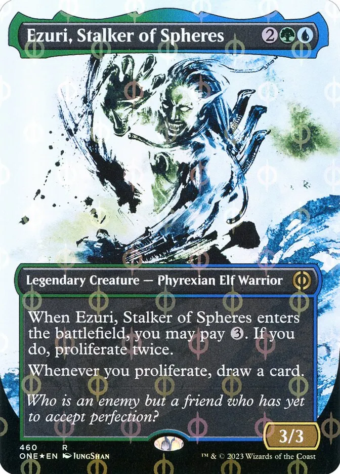 2023 Phyrexia: All Will Be One Ezuri, Stalker of Spheres [Compleat] rare #460 rare card image