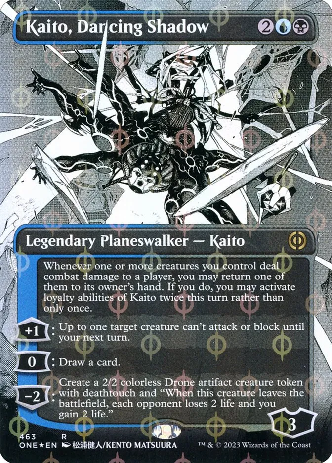 2023 Phyrexia: All Will Be One Kaito, Dancing Shadow [Compleat] rare #463 rare card image