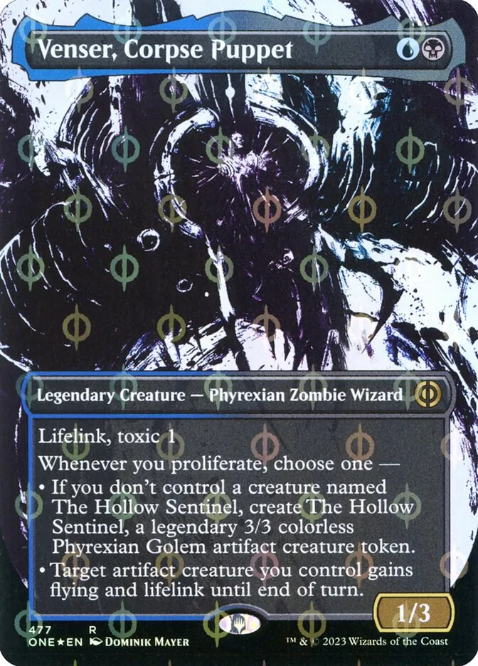 2023 Phyrexia: All Will Be One Venser, Corpse Puppet rare #477 rare card image