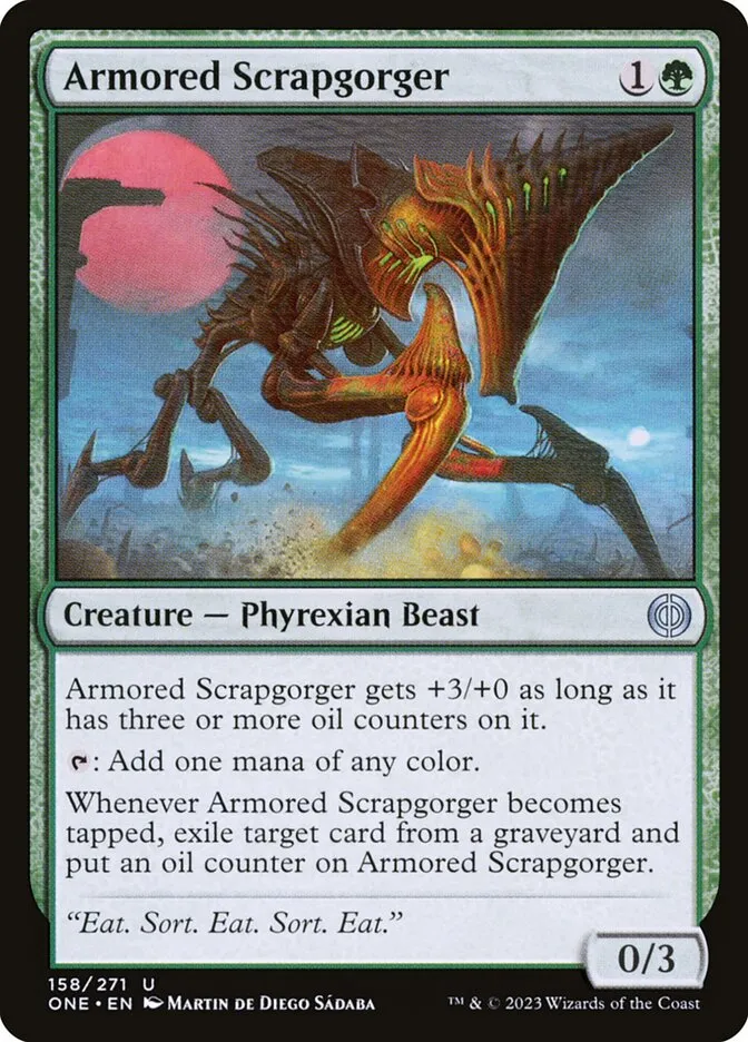 2023 Phyrexia: All Will Be One Armored Scrapgorger uncommon #158 uncommon card image