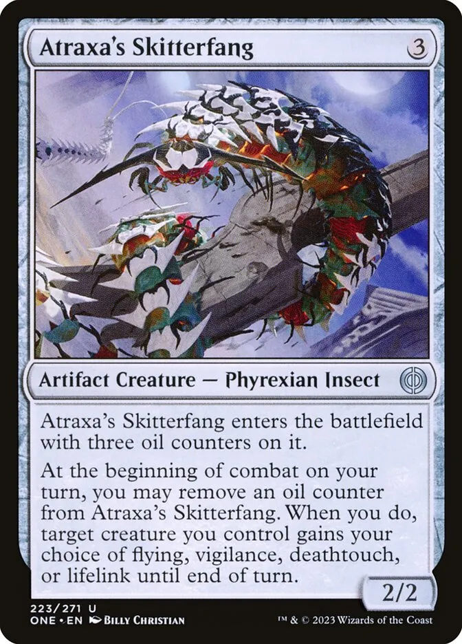 2023 Phyrexia: All Will Be One Atraxa's Skitterfang #223 uncommon card image