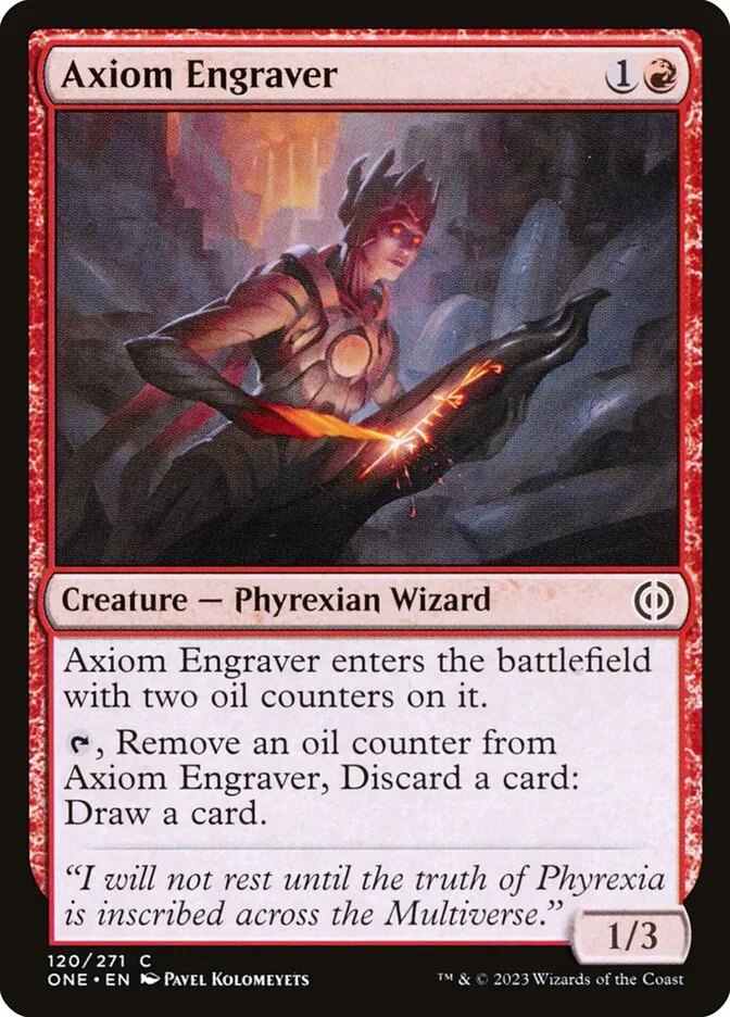 2023 Phyrexia: All Will Be One Axiom Engraver [Foil] common #120 common card image