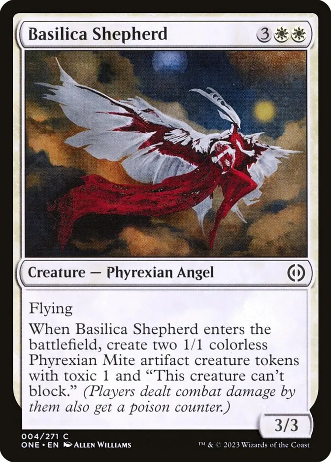 2023 Phyrexia: All Will Be One Basilica Shepherd common #4 common card image