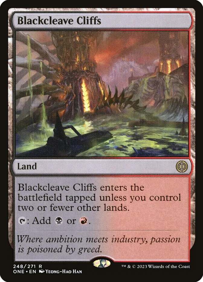 2023 Phyrexia: All Will Be One Blackcleave Cliffs rare #248 rare card image