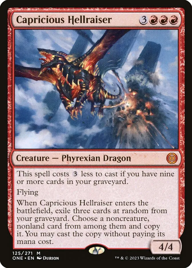 2023 Phyrexia: All Will Be One Capricious Hellraiser mythic #125 mythic card image