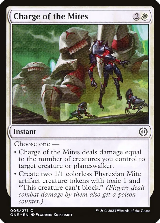 2023 Phyrexia: All Will Be One Charge of the Mites [Foil] common #6 common card image