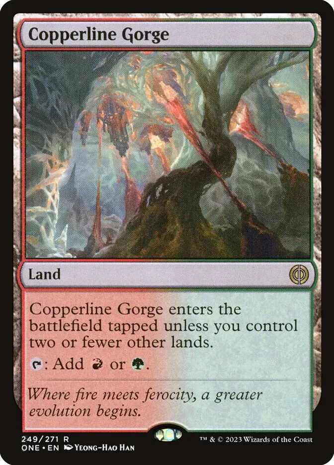 2023 Phyrexia: All Will Be One Copperline Gorge #249 rare card image