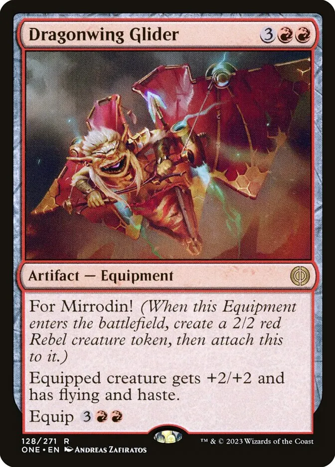 2023 Phyrexia: All Will Be One Dragonwing Glider [Foil] rare #128 rare card image