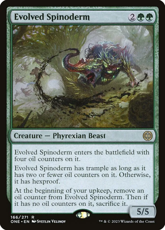2023 Phyrexia: All Will Be One Evolved Spinoderm rare #166 rare card image