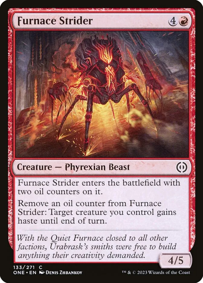 2023 Phyrexia: All Will Be One Furnace Strider [Foil] common #133 common card image