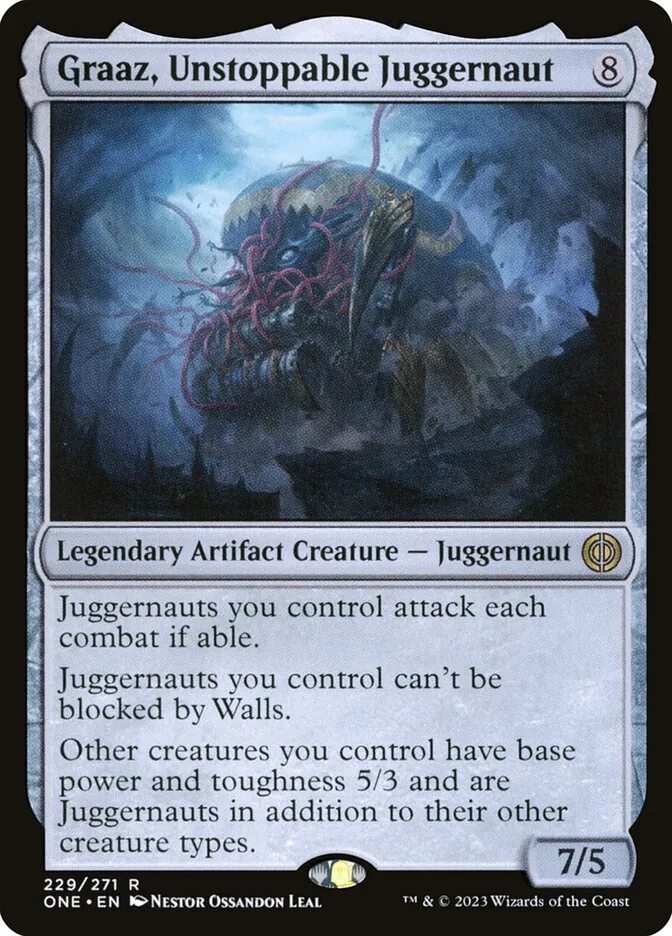 2023 Phyrexia: All Will Be One Graaz, Unstoppable Juggernaut #229 rare card image
