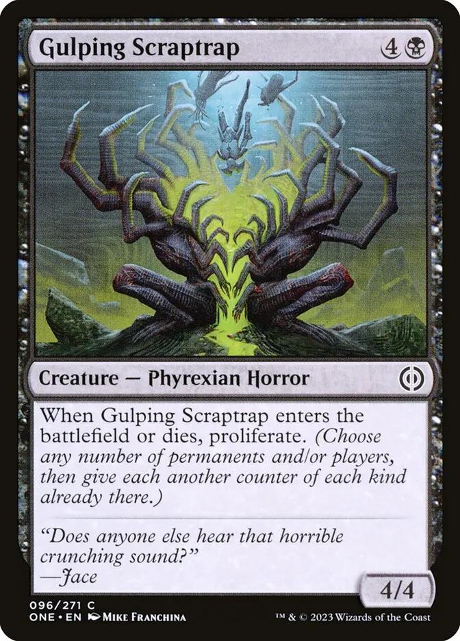 2023 Phyrexia: All Will Be One Gulping Scraptrap [Foil] common #96 common card image