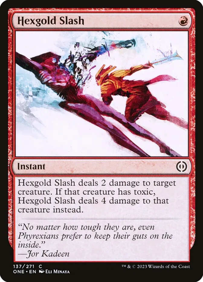 2023 Phyrexia: All Will Be One Hexgold Slash [Foil] common #137 common card image