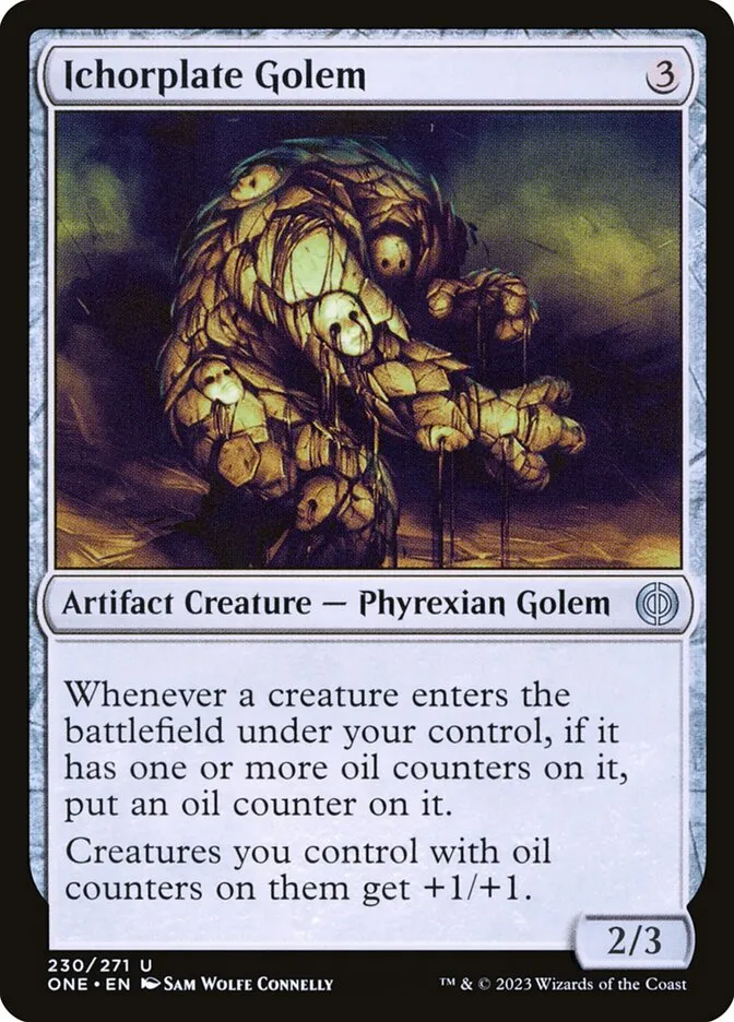 2023 Phyrexia: All Will Be One Ichorplate Golem #230 uncommon card image