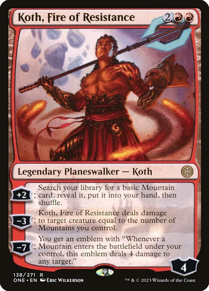 2023 Phyrexia: All Will Be One Koth, Fire of Resistance #138 rare card image