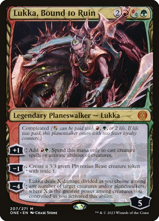 2023 Phyrexia: All Will Be One Lukka, Bound to Ruin #207 mythic card image