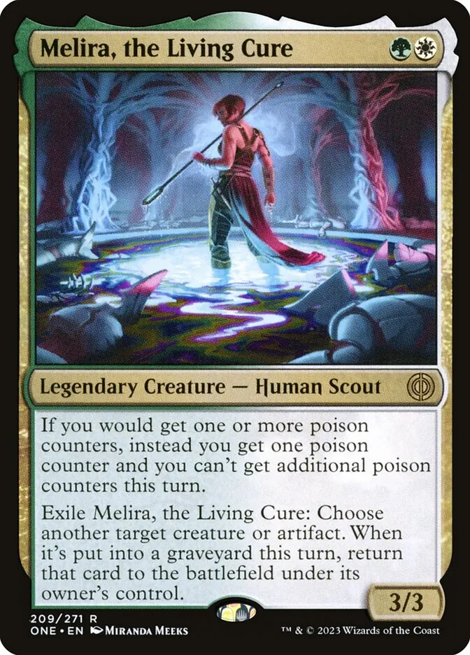 2023 Phyrexia: All Will Be One Melira, the Living Cure #209 rare card image