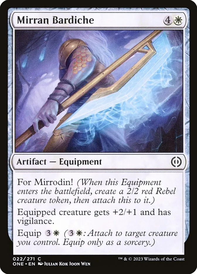 2023 Phyrexia: All Will Be One Mirran Bardiche [Foil] common #22 common card image