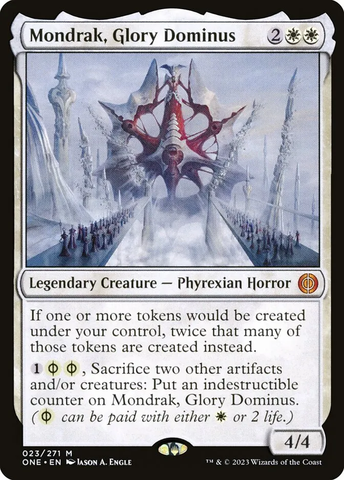2023 Phyrexia: All Will Be One Mondrak, Glory Dominus mythic #23 mythic card image