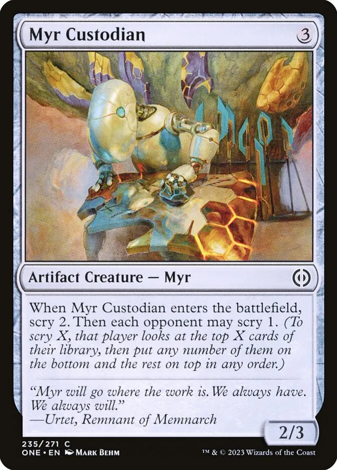2023 Phyrexia: All Will Be One Myr Custodian #235 common card image