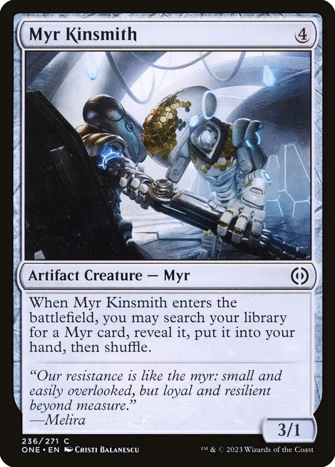 2023 Phyrexia: All Will Be One Myr Kinsmith #236 common card image
