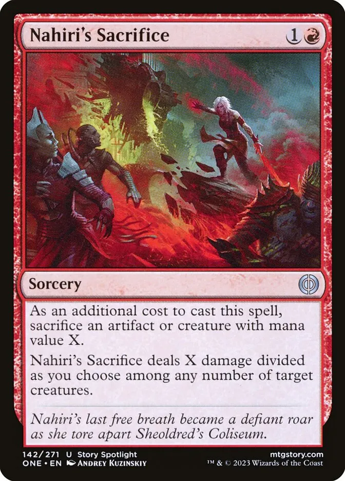 2023 Phyrexia: All Will Be One Nahiri's Sacrifice uncommon #142 uncommon card image