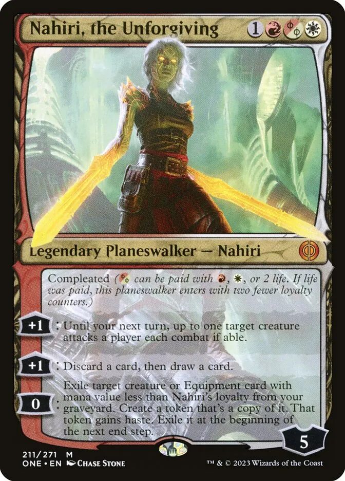 2023 Phyrexia: All Will Be One Nahiri, the Unforgiving #211 mythic card image