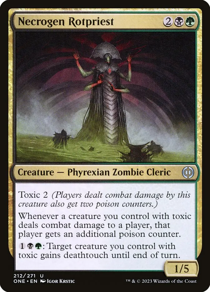 2023 Phyrexia: All Will Be One Necrogen Rotpriest #212 uncommon card image
