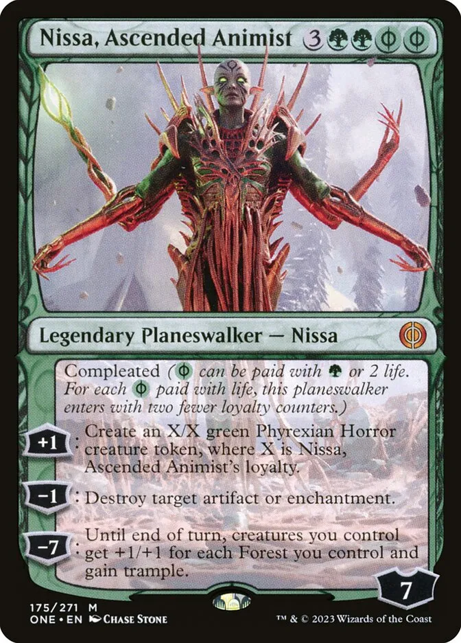 2023 Phyrexia: All Will Be One Nissa, Ascended Animist mythic #175 mythic card image