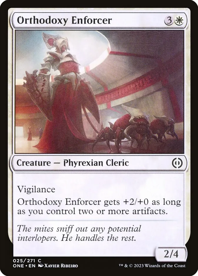 2023 Phyrexia: All Will Be One Orthodoxy Enforcer [Foil] common #25 common card image