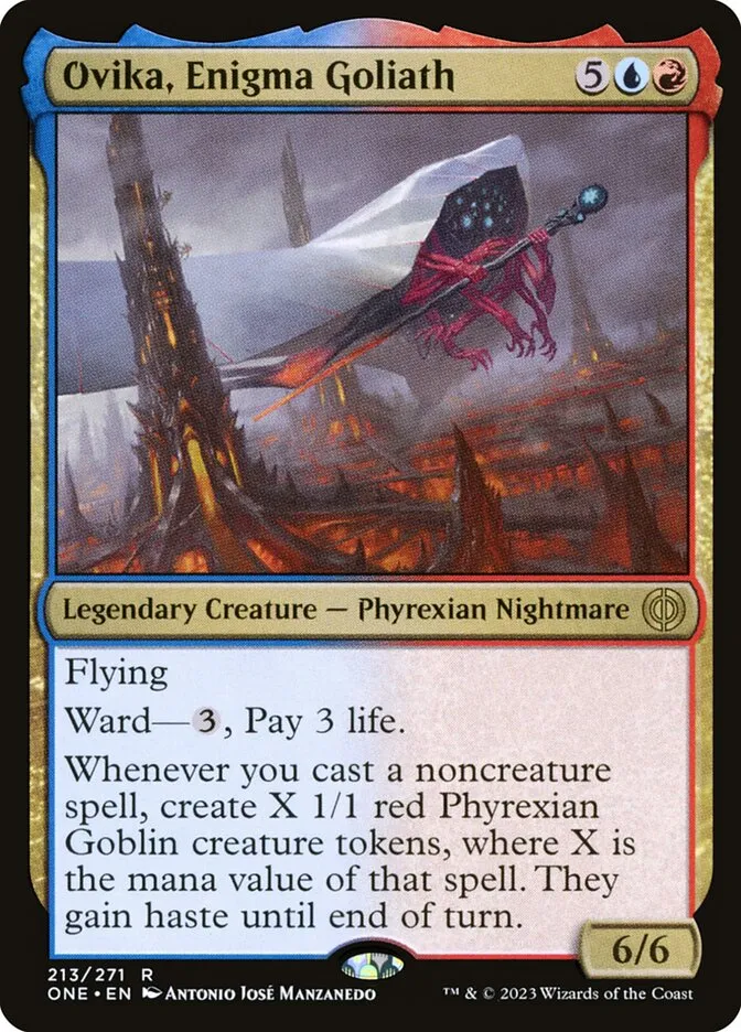 2023 Phyrexia: All Will Be One Ovika, Enigma Goliath #213 rare card image
