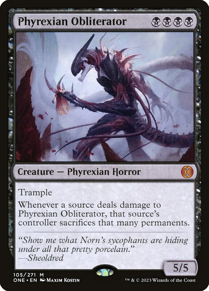 2023 Phyrexia: All Will Be One Phyrexian Obliterator [Foil] mythic #105 mythic card image
