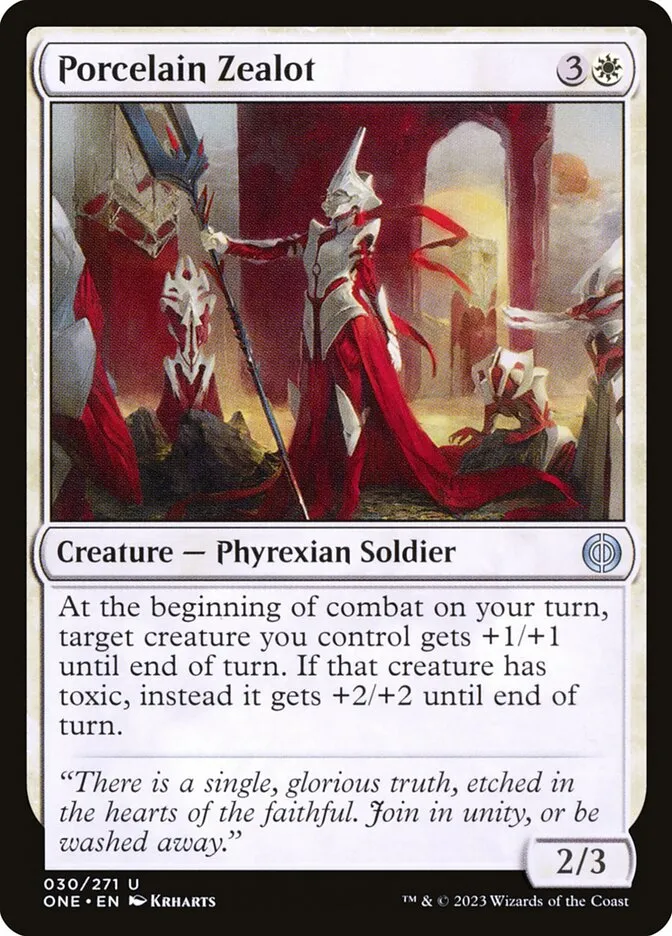 2023 Phyrexia: All Will Be One Porcelain Zealot [Foil] uncommon #30 uncommon card image