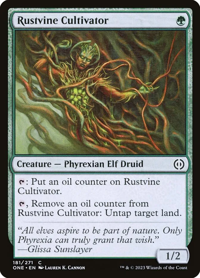 2023 Phyrexia: All Will Be One Rustvine Cultivator common #181 common card image