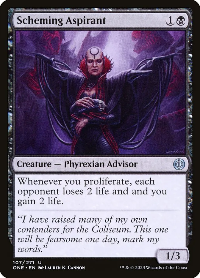 2023 Phyrexia: All Will Be One Scheming Aspirant [Foil] uncommon #107 uncommon card image