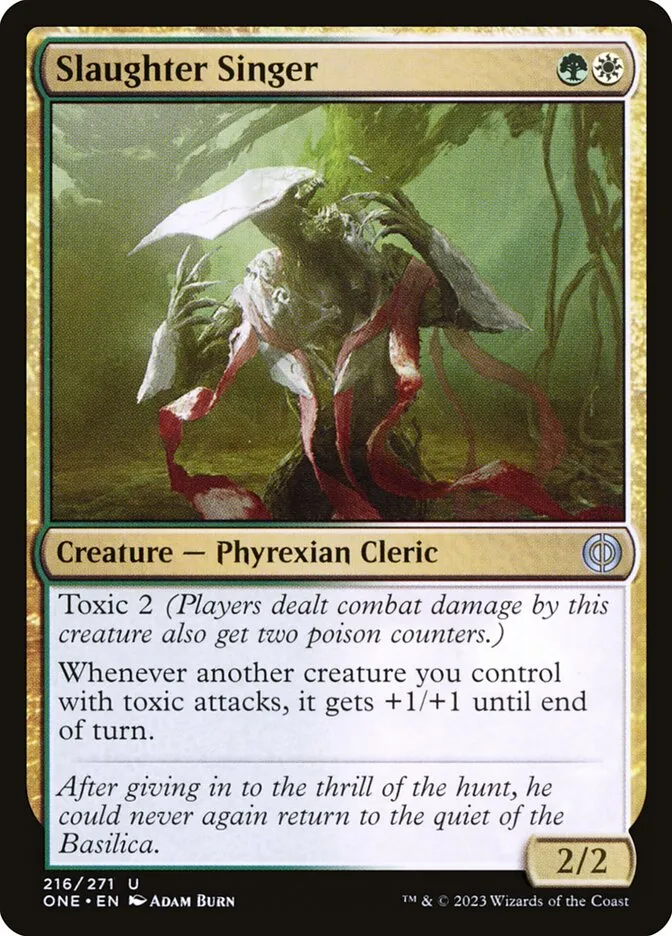 2023 Phyrexia: All Will Be One Slaughter Singer #216 uncommon card image