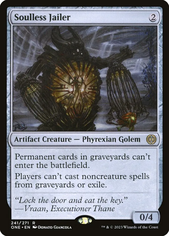 2023 Phyrexia: All Will Be One Soulless Jailer #241 rare card image