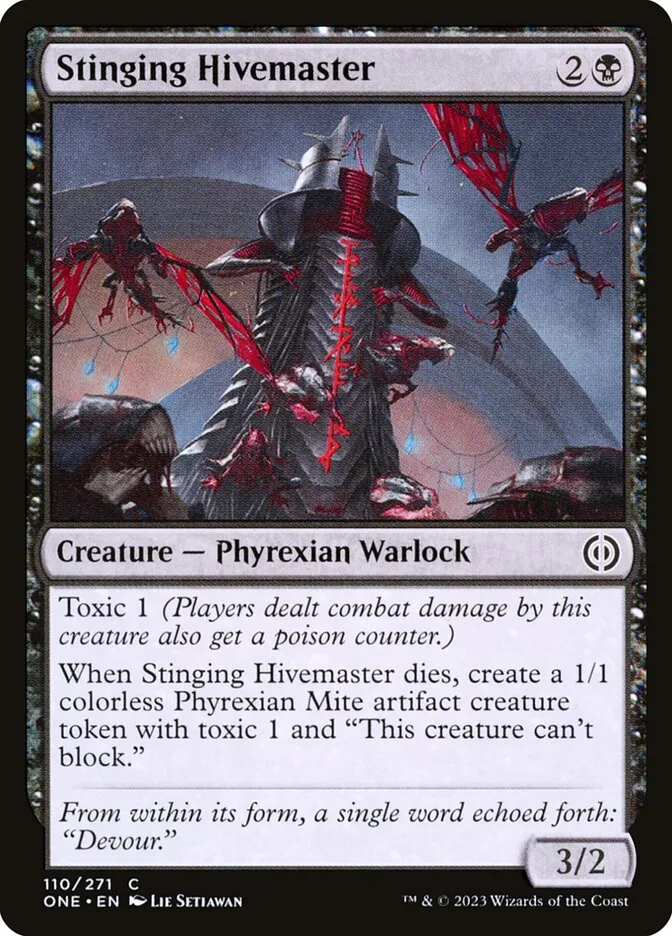 2023 Phyrexia: All Will Be One Stinging Hivemaster [Foil] common #110 common card image