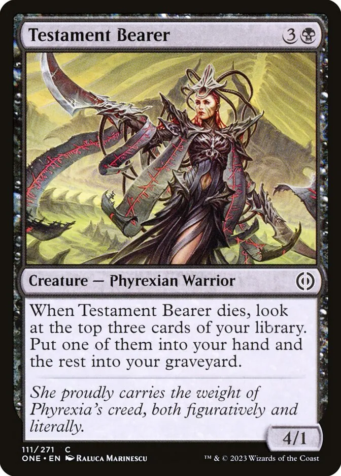 2023 Phyrexia: All Will Be One Testament Bearer [Foil] common #111 common card image