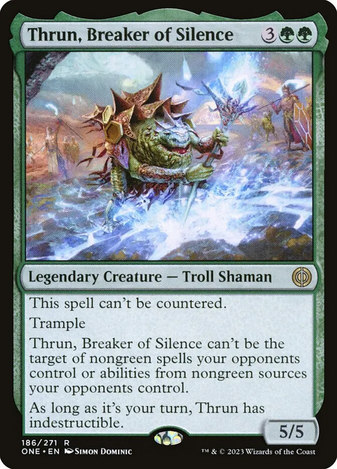 2023 Phyrexia: All Will Be One Thrun, Breaker of Silence #186 rare card image