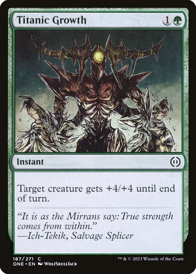 2023 Phyrexia: All Will Be One Titanic Growth #187 common card image