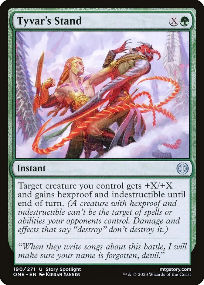 2023 Phyrexia: All Will Be One Tyvar's Stand #190 uncommon card image