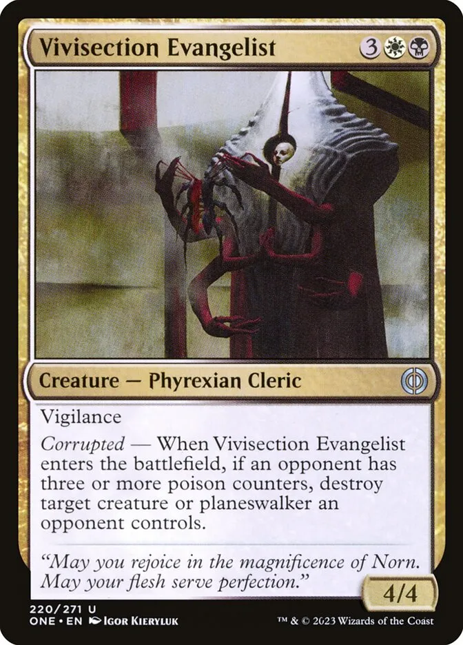 2023 Phyrexia: All Will Be One Vivisection Evangelist #220 uncommon card image