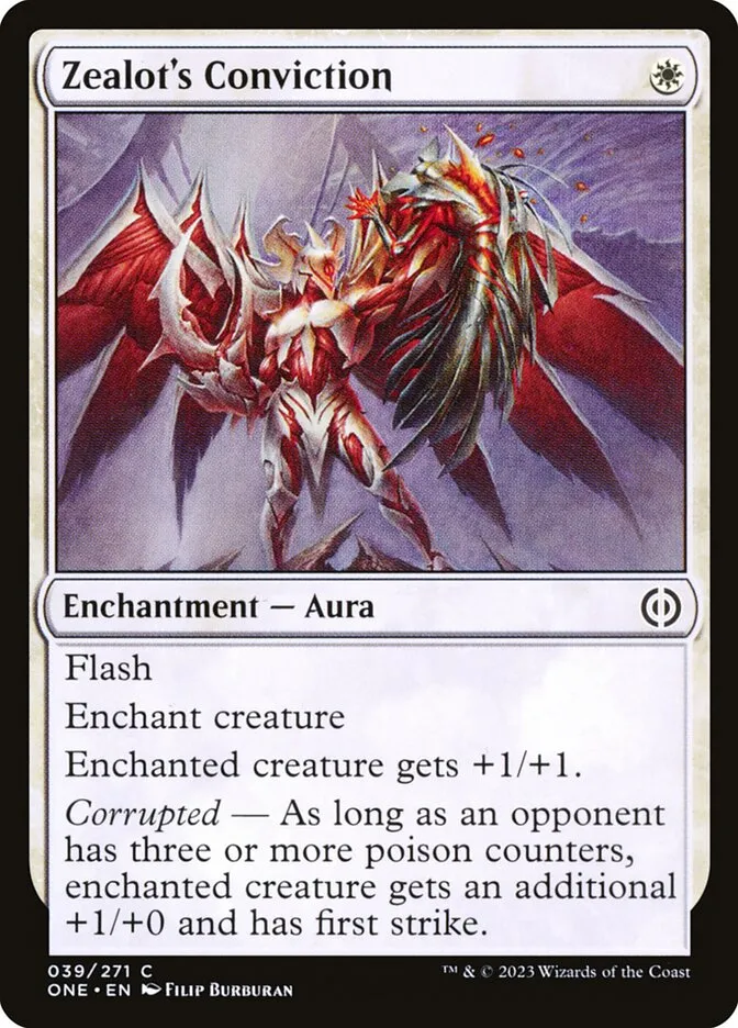 2023 Phyrexia: All Will Be One Zealot's Conviction common #39 common card image